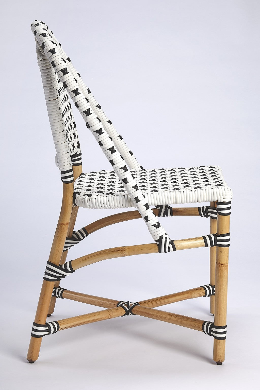 White And Brown Faux Rattan Dining Chair-Outdoor Chairs-DECOROLALA