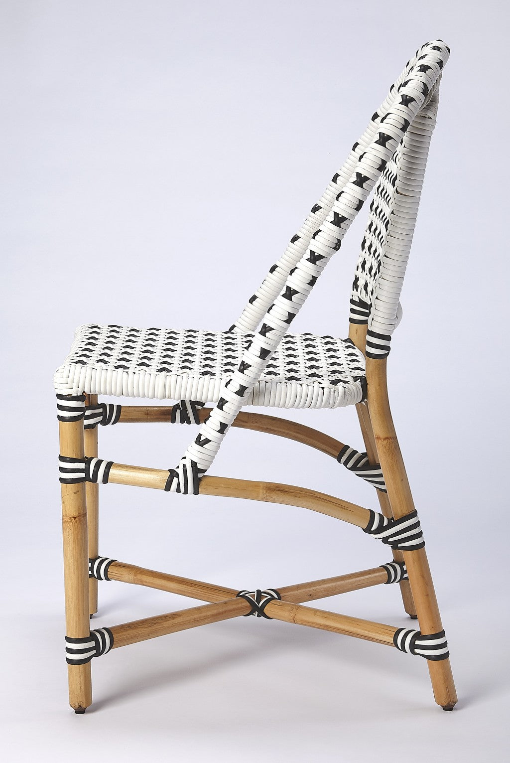 White And Brown Faux Rattan Dining Chair-Outdoor Chairs-DECOROLALA