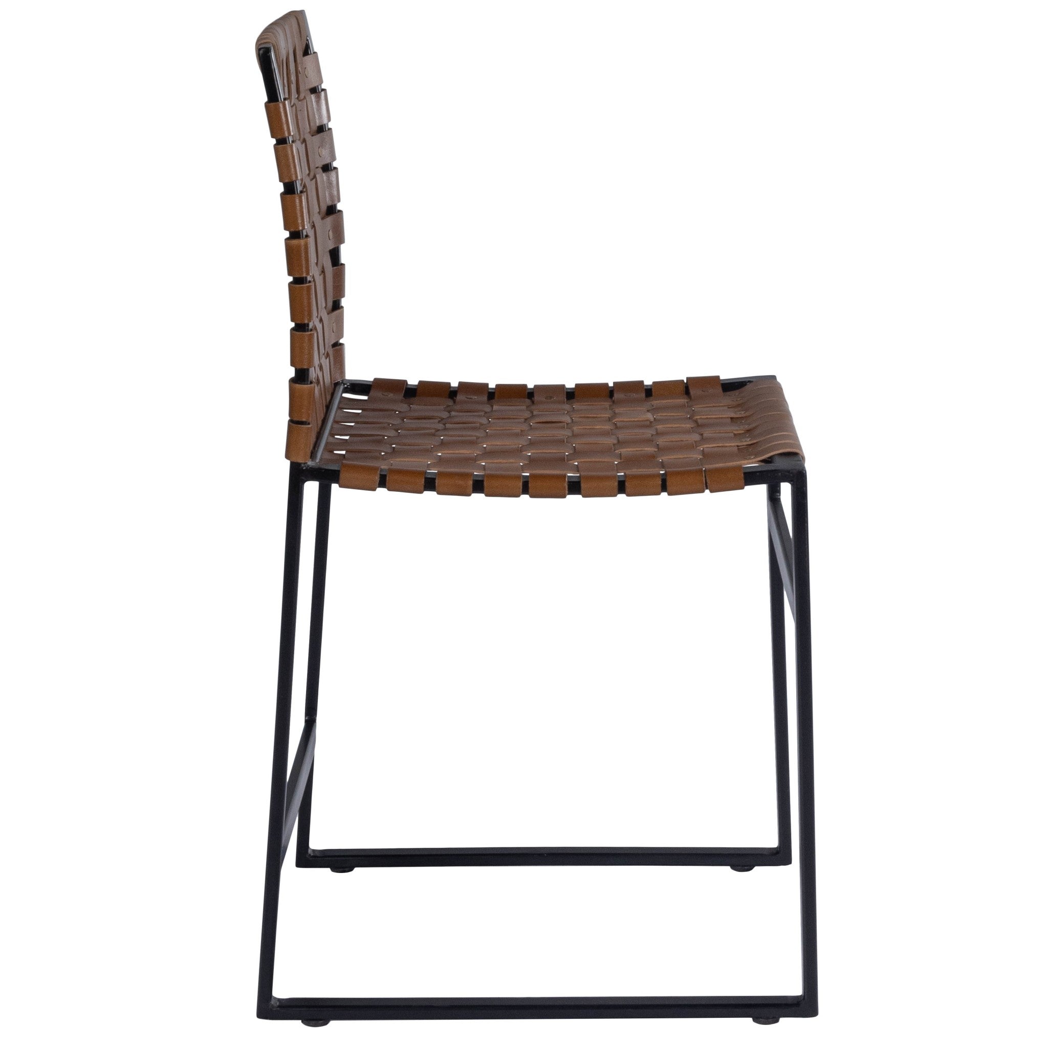 17" Brown and Black Faux Leather Side Chair-Accent Chairs-DECOROLALA