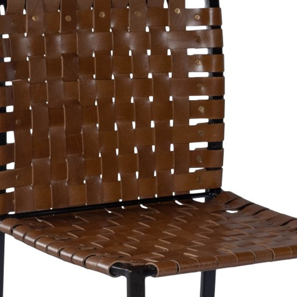 17" Brown and Black Faux Leather Side Chair-Accent Chairs-DECOROLALA