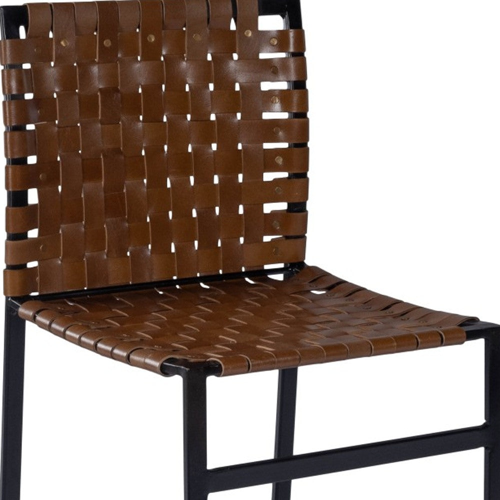 17" Brown and Black Faux Leather Side Chair-Accent Chairs-DECOROLALA