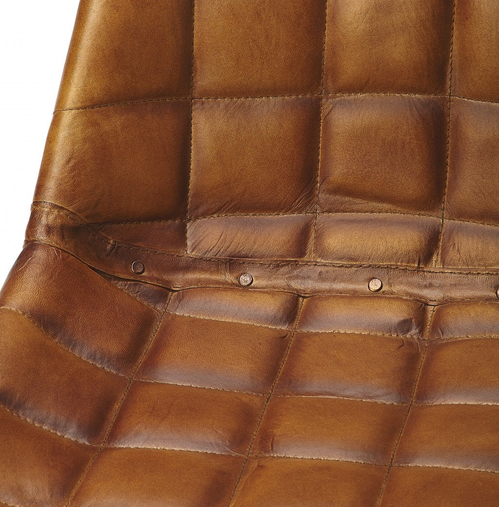 18" Brown Faux Leather Checkered Tufted Side Chair-Accent Chairs-DECOROLALA