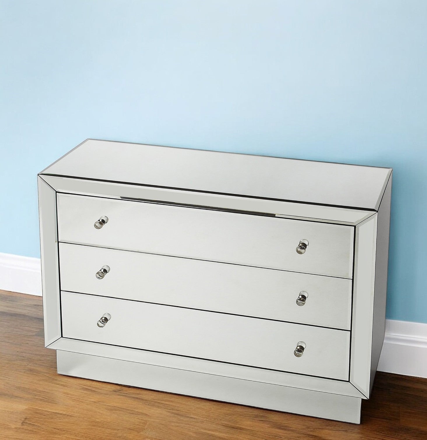 42" Clear Glass Three Drawer Dresser-Dressers-DECOROLALA
