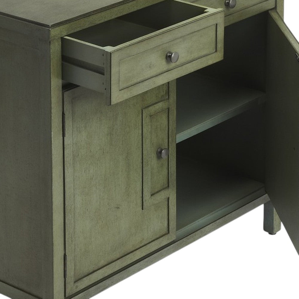 31" Green Solid Wood Two Drawer Sideboard with Two Doors-Sideboards-DECOROLALA