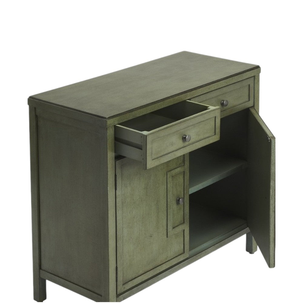 31" Green Solid Wood Two Drawer Sideboard with Two Doors-Sideboards-DECOROLALA