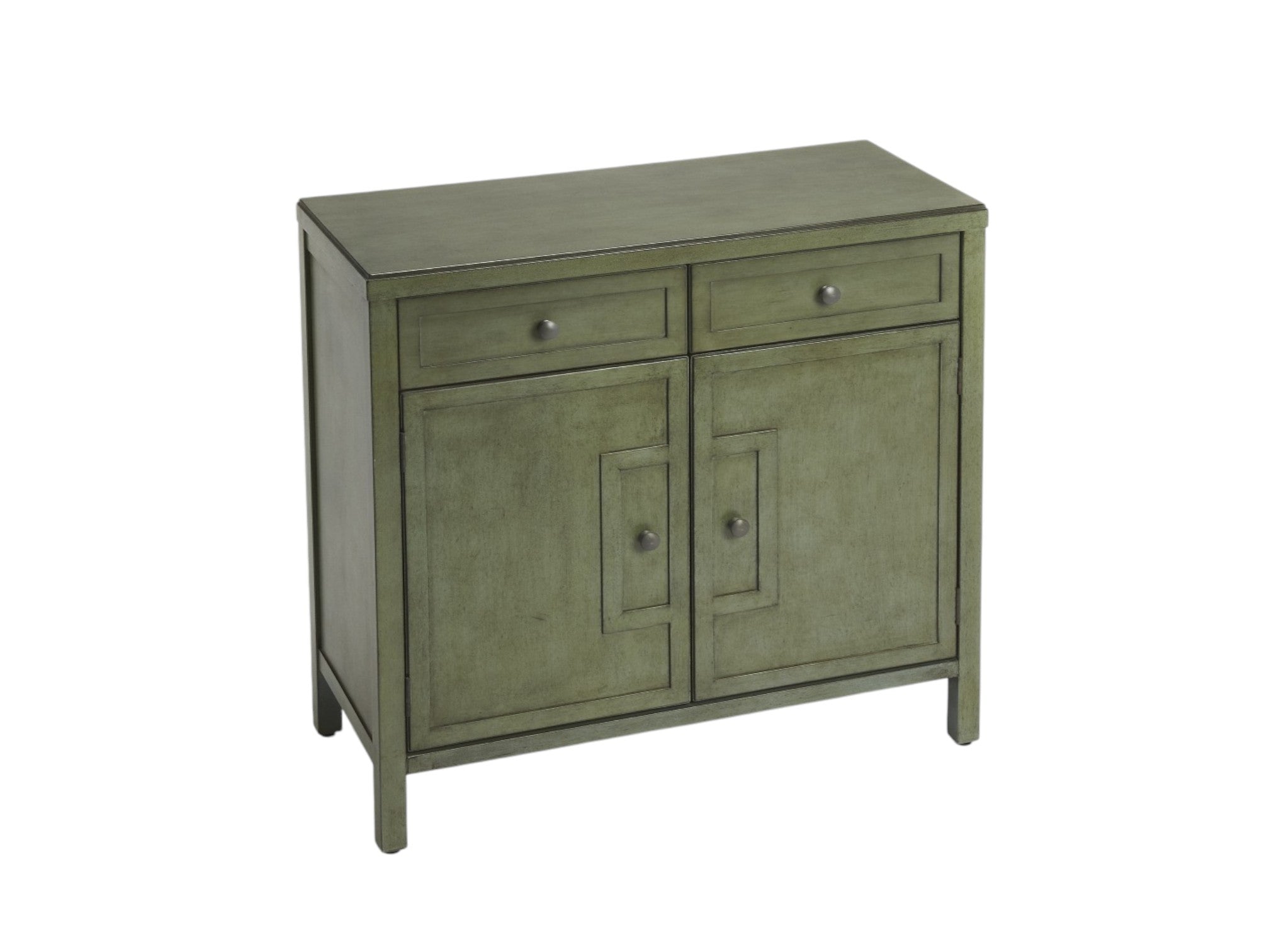 31" Green Solid Wood Two Drawer Sideboard with Two Doors-Sideboards-DECOROLALA