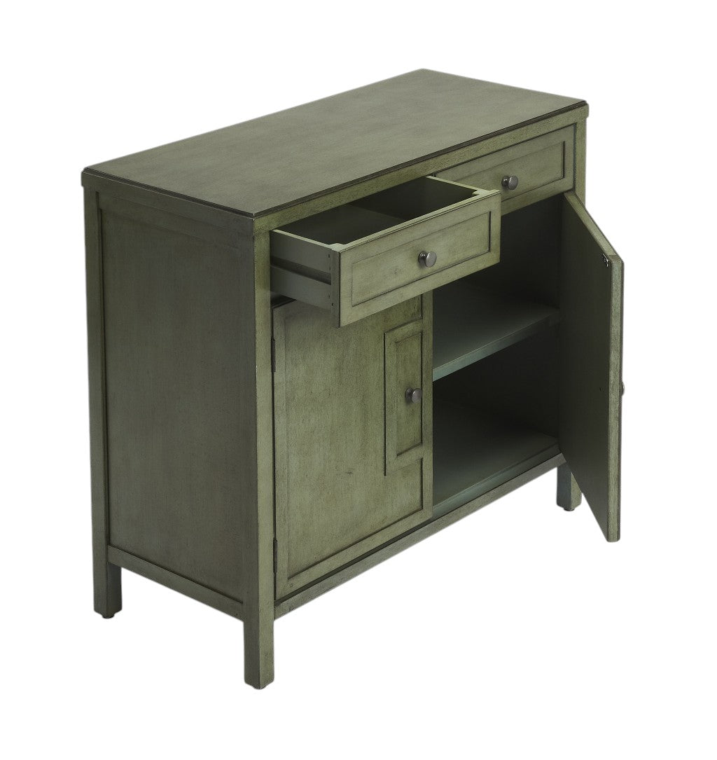 31" Green Solid Wood Two Drawer Sideboard with Two Doors-Sideboards-DECOROLALA
