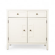 31" White Solid Wood Two Drawer Sideboard with Two Doors-Sideboards-DECOROLALA