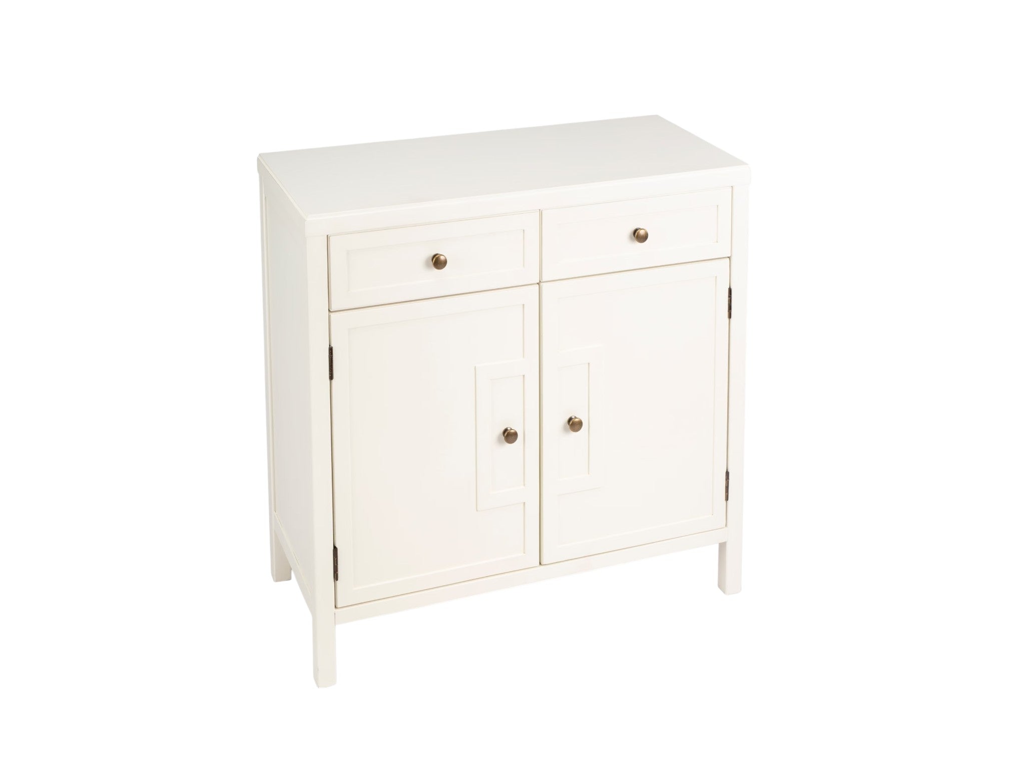 31" White Solid Wood Two Drawer Sideboard with Two Doors-Sideboards-DECOROLALA