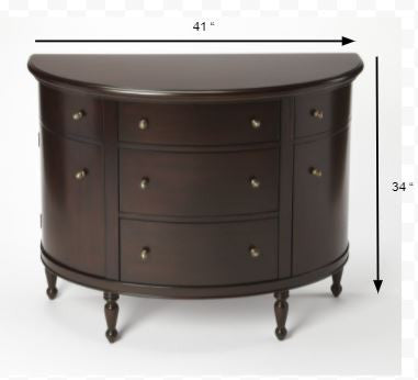41" Dark Brown Solid Wood Five Drawer Sideboard-Sideboards-DECOROLALA