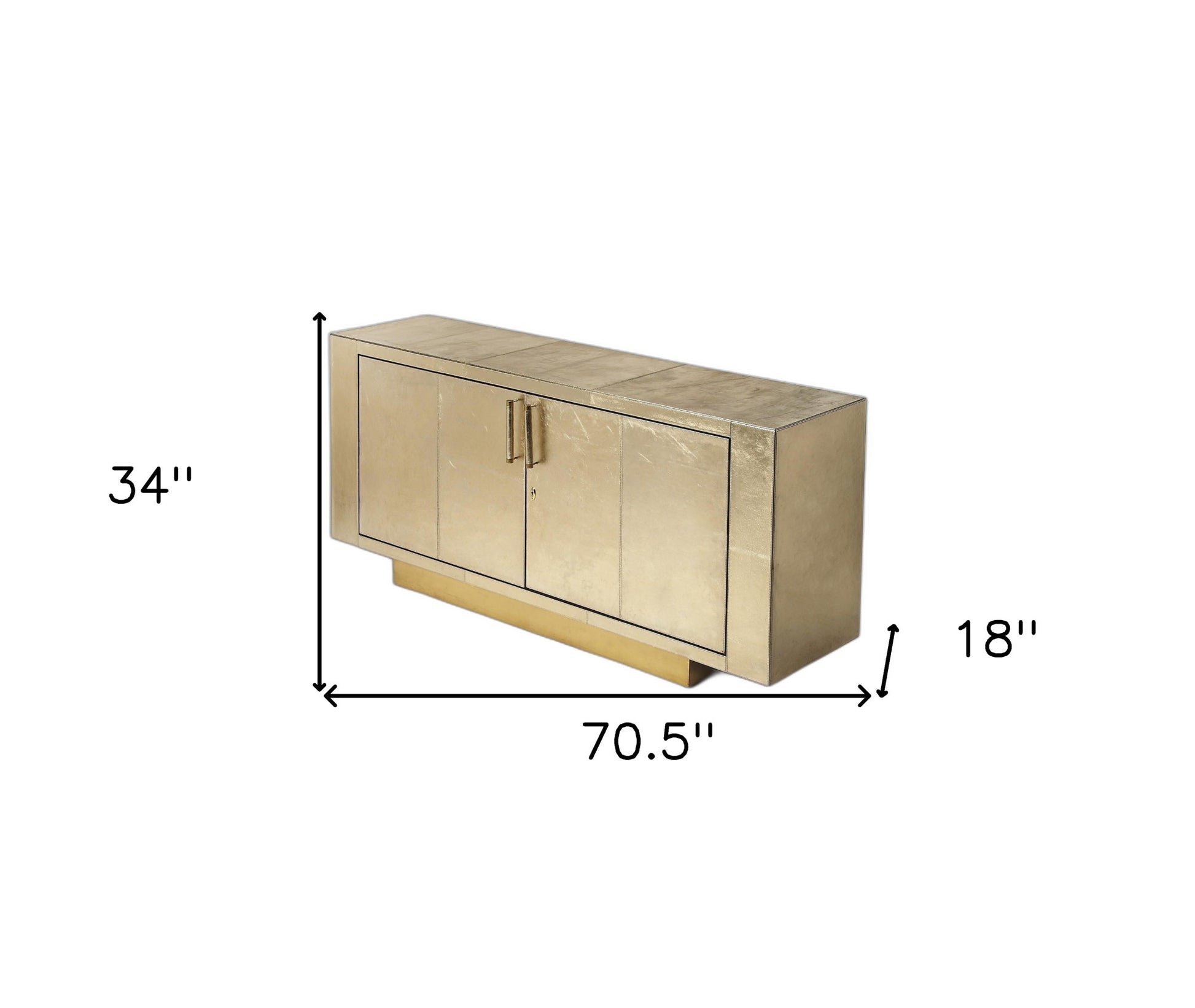 71" Gold Solid Wood Buffet Table with Two Doors-Sideboards-DECOROLALA