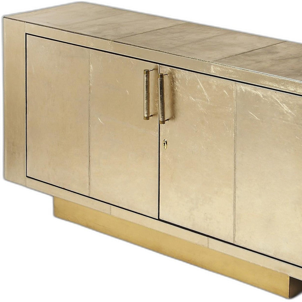 71" Gold Solid Wood Buffet Table with Two Doors-Sideboards-DECOROLALA