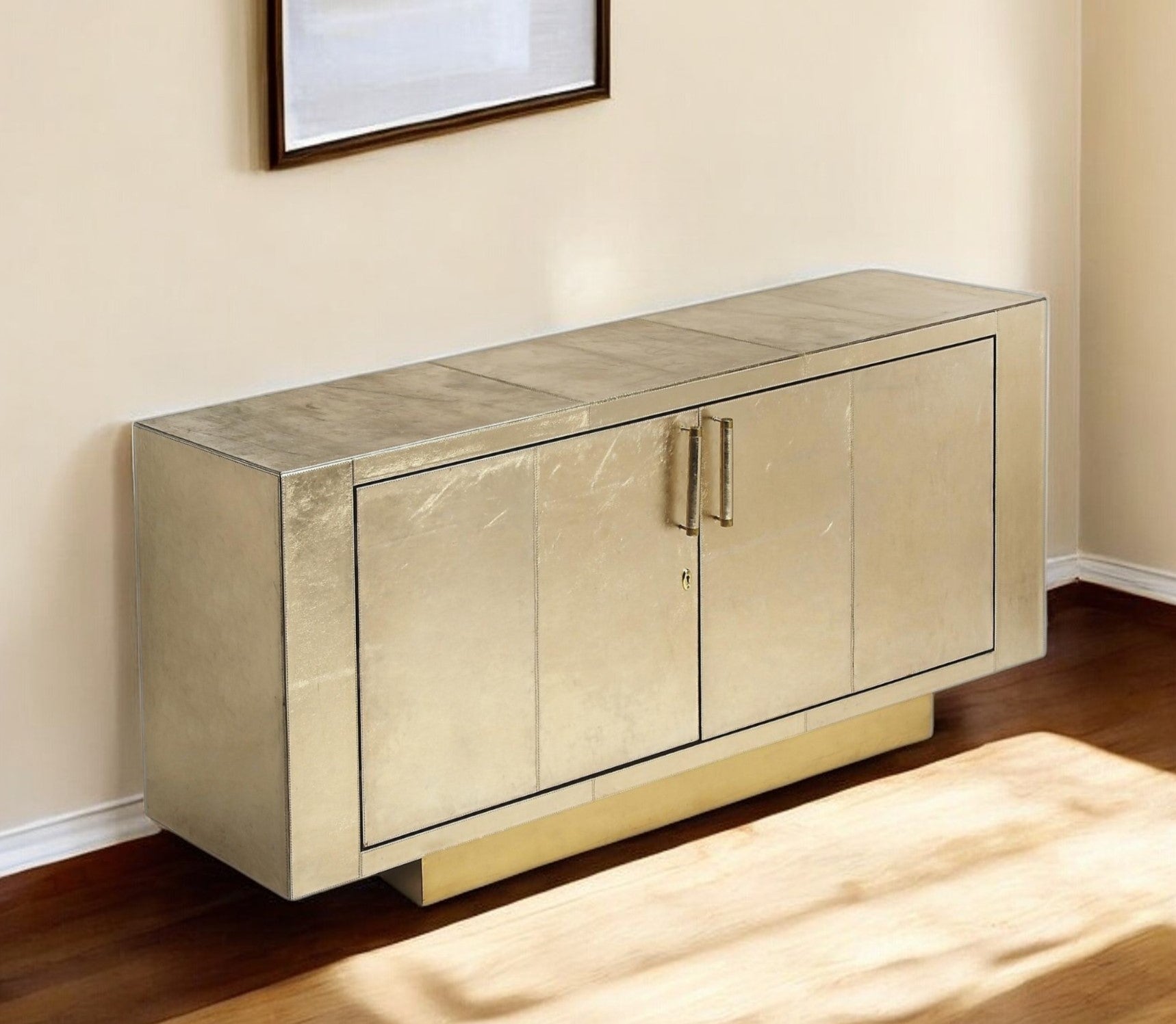 71" Gold Solid Wood Buffet Table with Two Doors-Sideboards-DECOROLALA