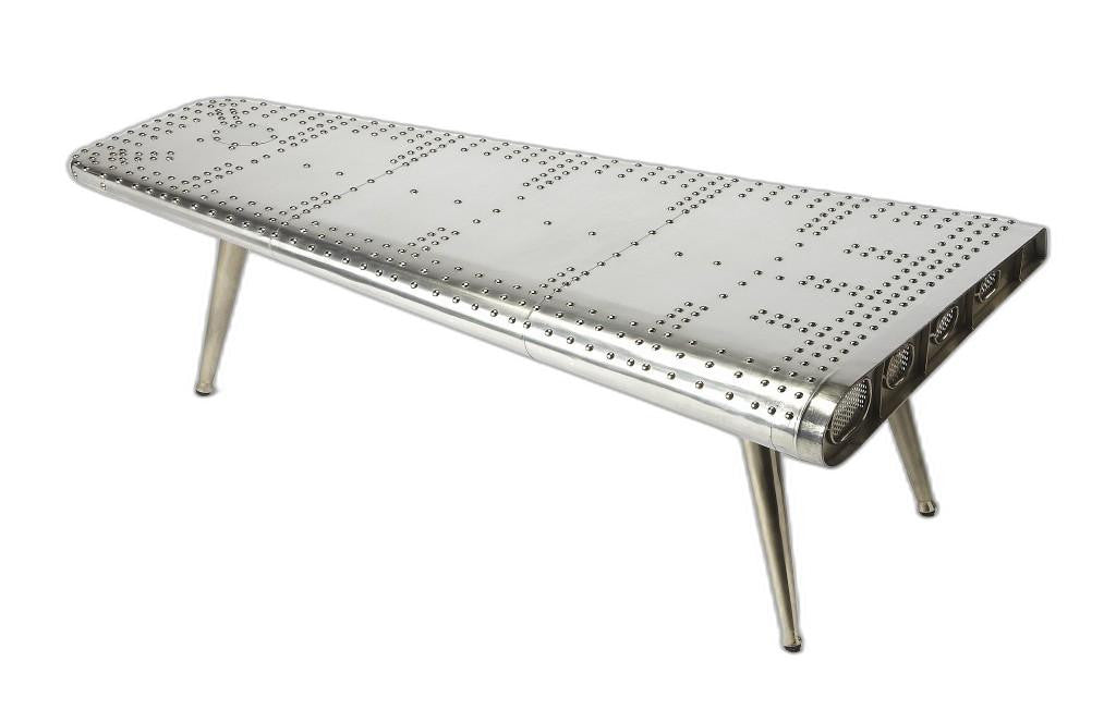 60" Silver Aluminum and Metal Coffee Table-Coffee Tables-DECOROLALA