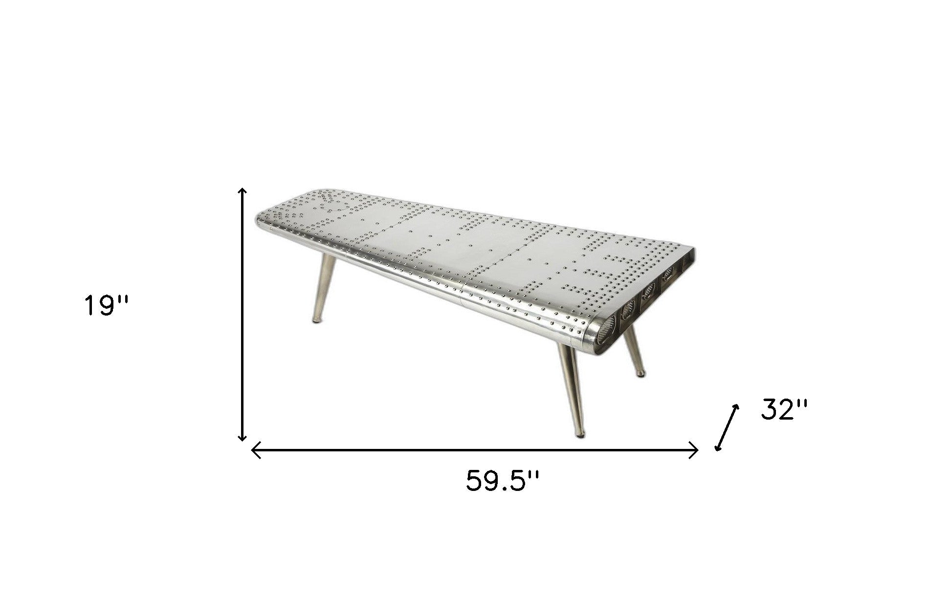 60" Silver Aluminum and Metal Coffee Table-Coffee Tables-DECOROLALA