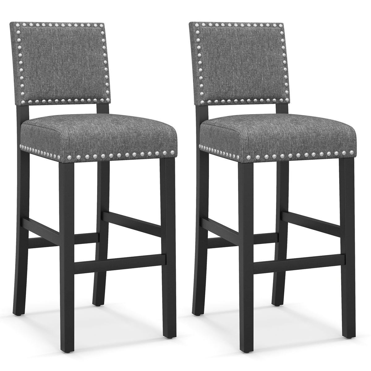 38.5/43.5 Inch Set of 2 Counter Height Chairs with Solid Rubber Wood Frame-M-Dining Chairs-DECOROLALA