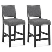 38.5/43.5 Inch Set of 2 Counter Height Chairs with Solid Rubber Wood Frame-S-Dining Chairs-DECOROLALA