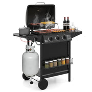 39 000 BTU Outdoor Burner Propane Gas Grill on Wheels-Black-Outdoor Grills-DECOROLALA