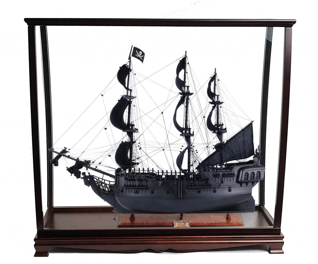 39" Black Solid Wood Hand Painted Black Pearl Pirate Table Top Display Model Boat-Sculptures-DECOROLALA
