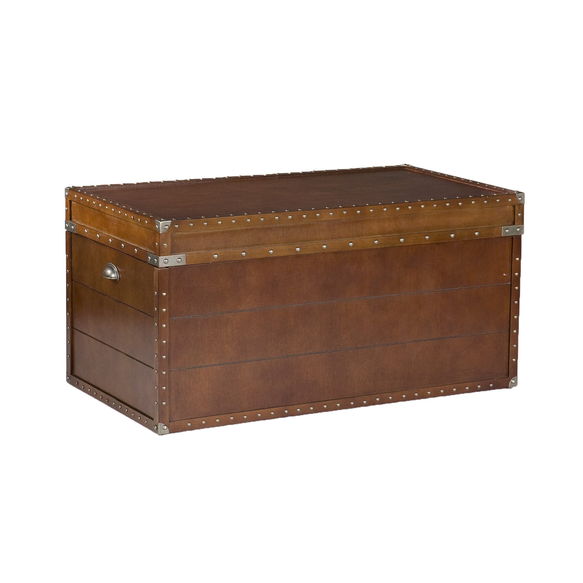 39" Brown Manufactured Wood And Metal Rectangular Coffee Table-Coffee Tables-DECOROLALA