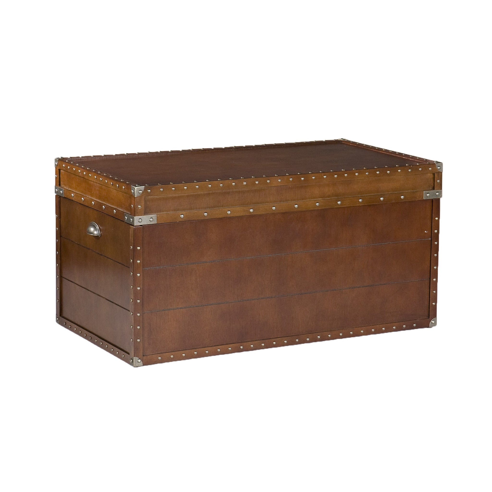 39" Brown Manufactured Wood And Metal Rectangular Coffee Table-Coffee Tables-DECOROLALA