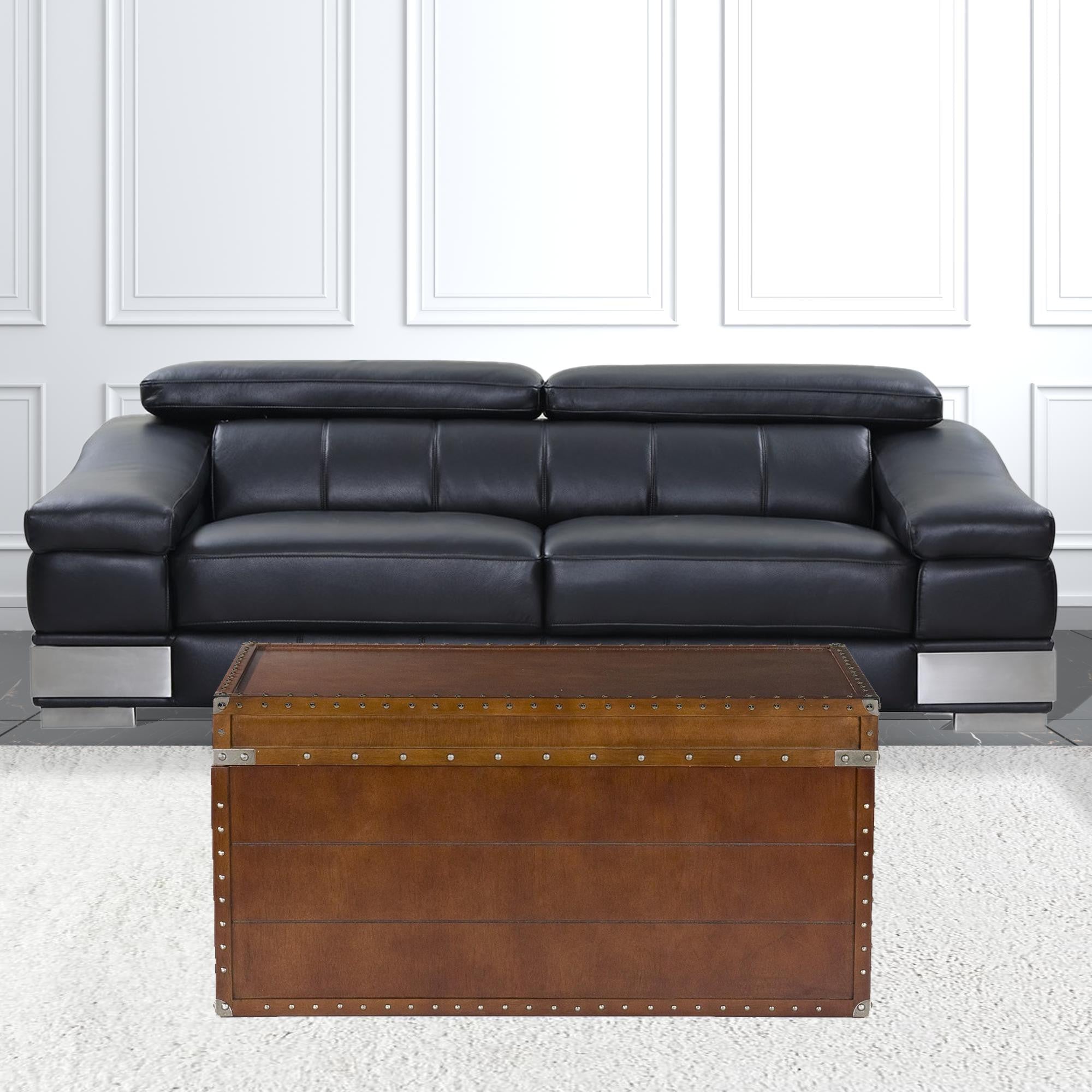 39" Brown Manufactured Wood And Metal Rectangular Coffee Table-Coffee Tables-DECOROLALA