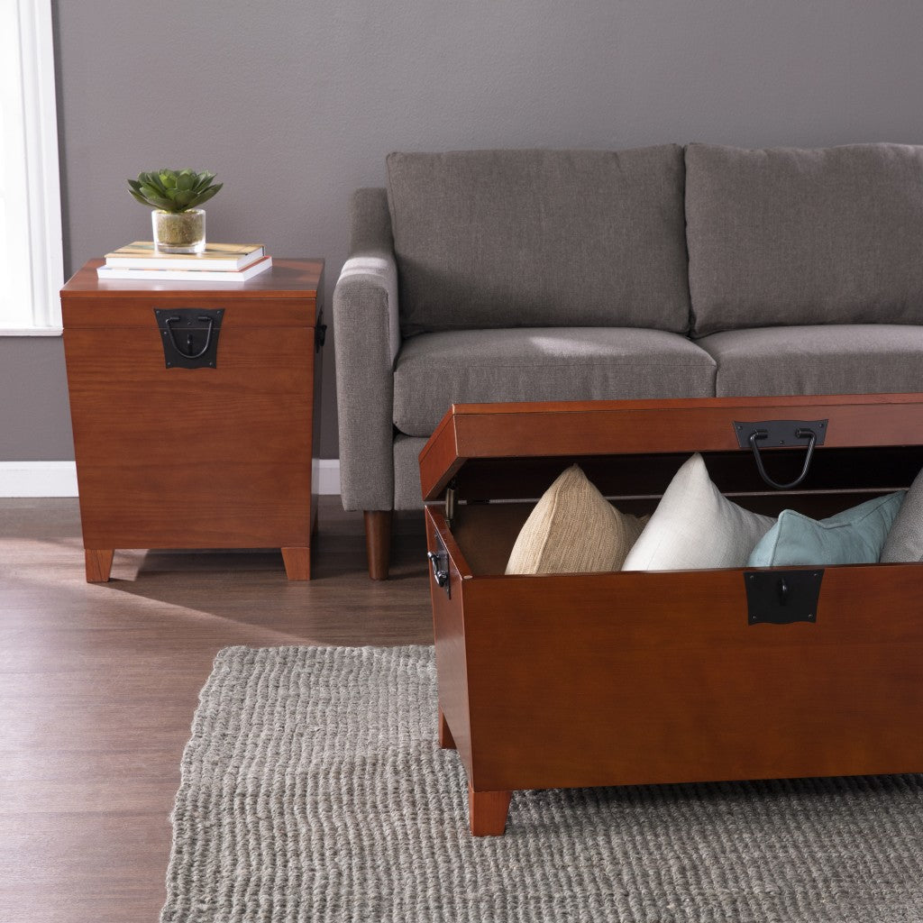 39" Brown Manufactured Wood And Metal Rectangular Coffee Table-Coffee Tables-DECOROLALA