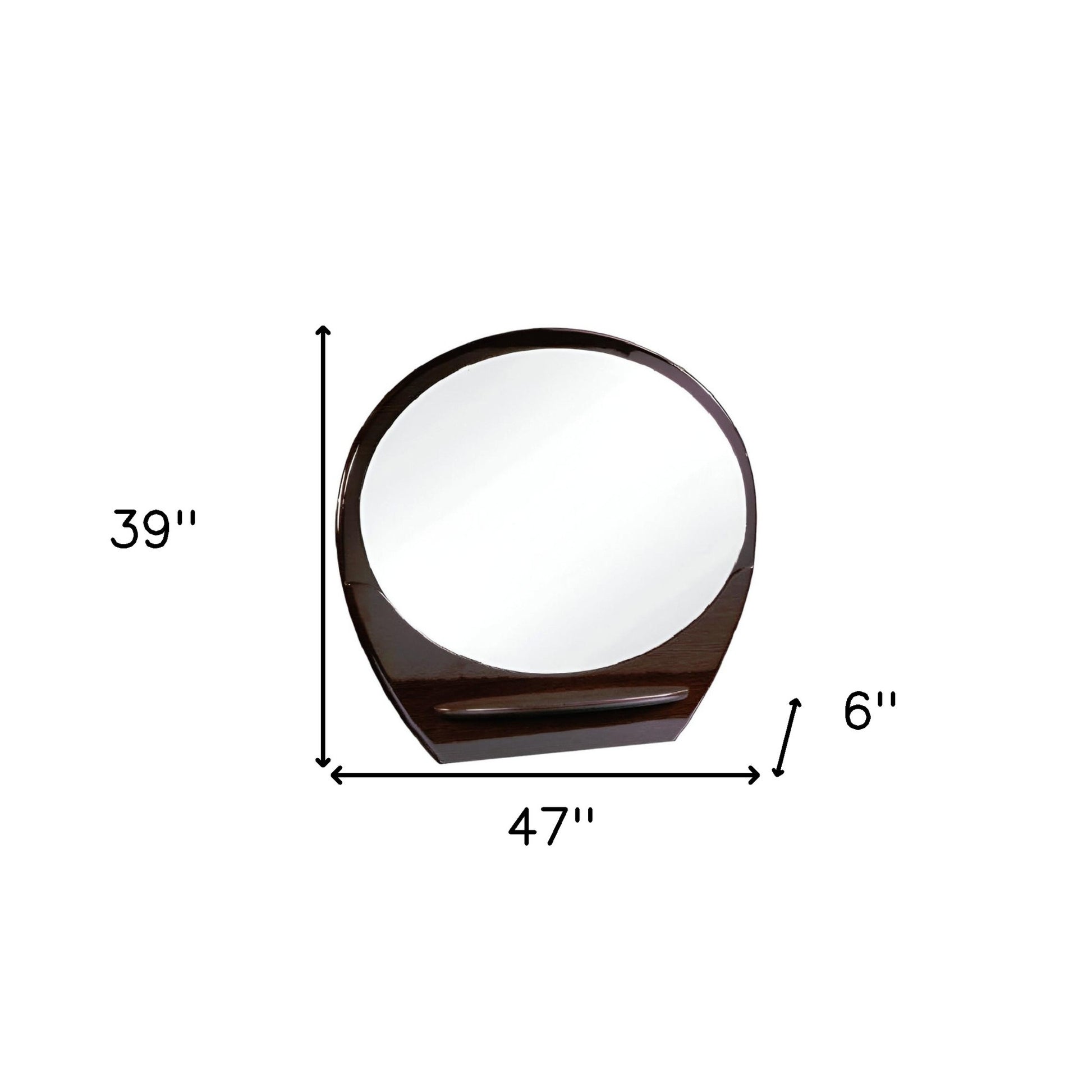 39" Brown Oval Wood Framed Mounted Dresser Mirror-Mirrors-DECOROLALA