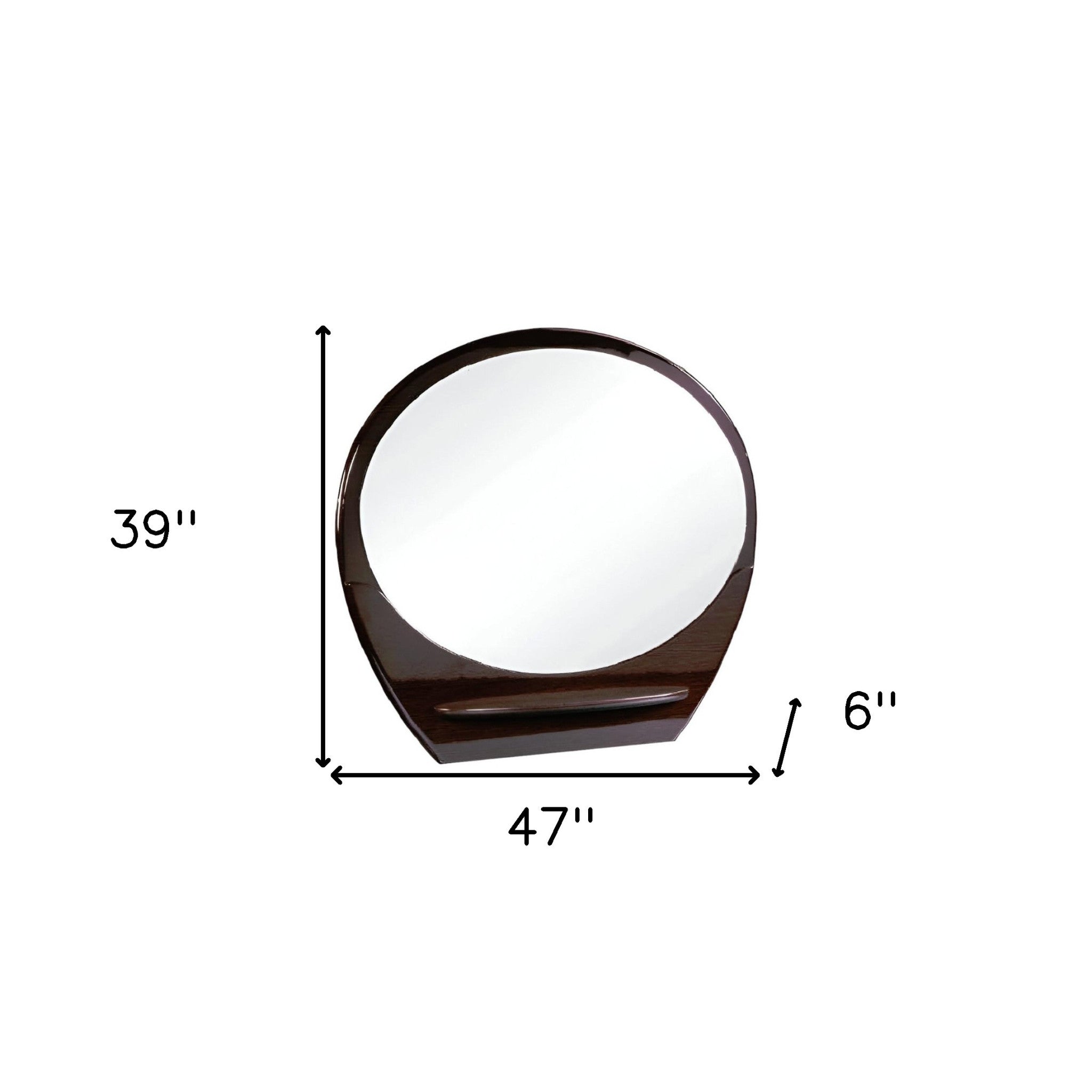 39" Brown Oval Wood Framed Mounted Dresser Mirror-Mirrors-DECOROLALA