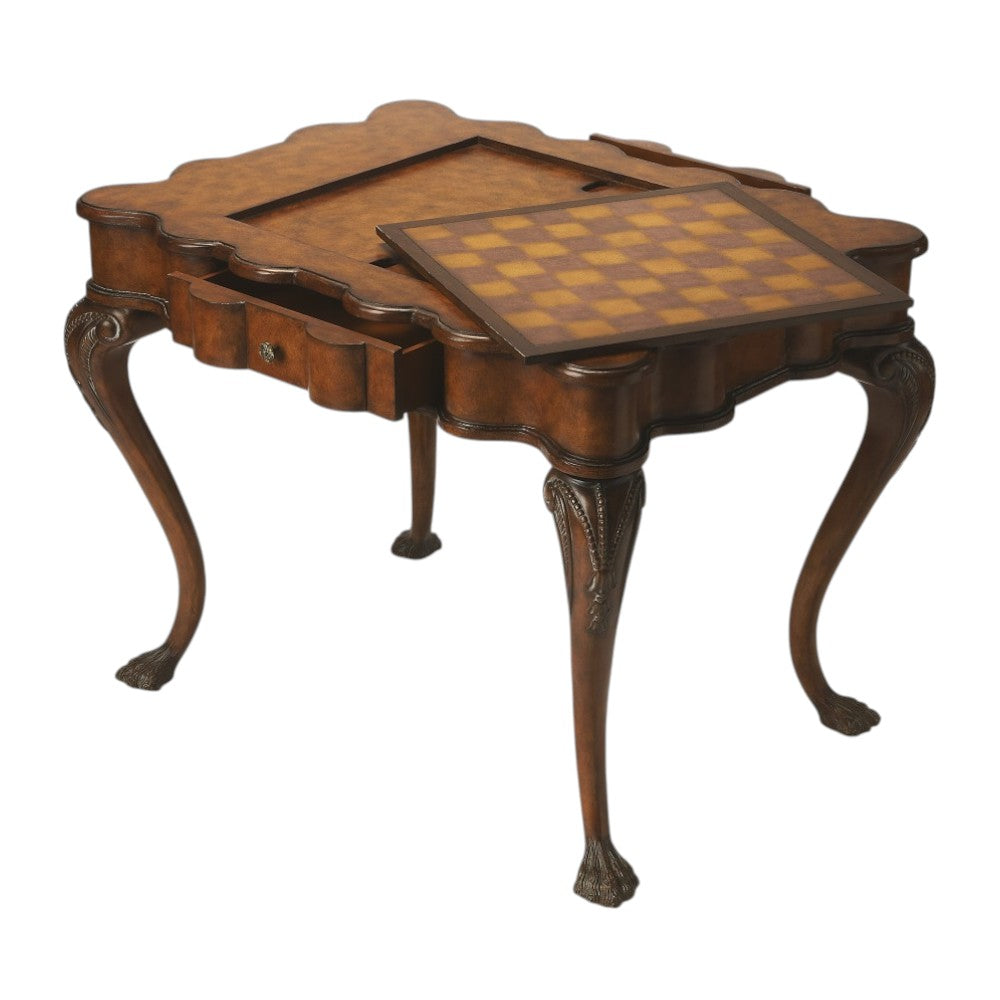 39" Brown Wood Coffee Table With Drawer-Coffee Tables-DECOROLALA