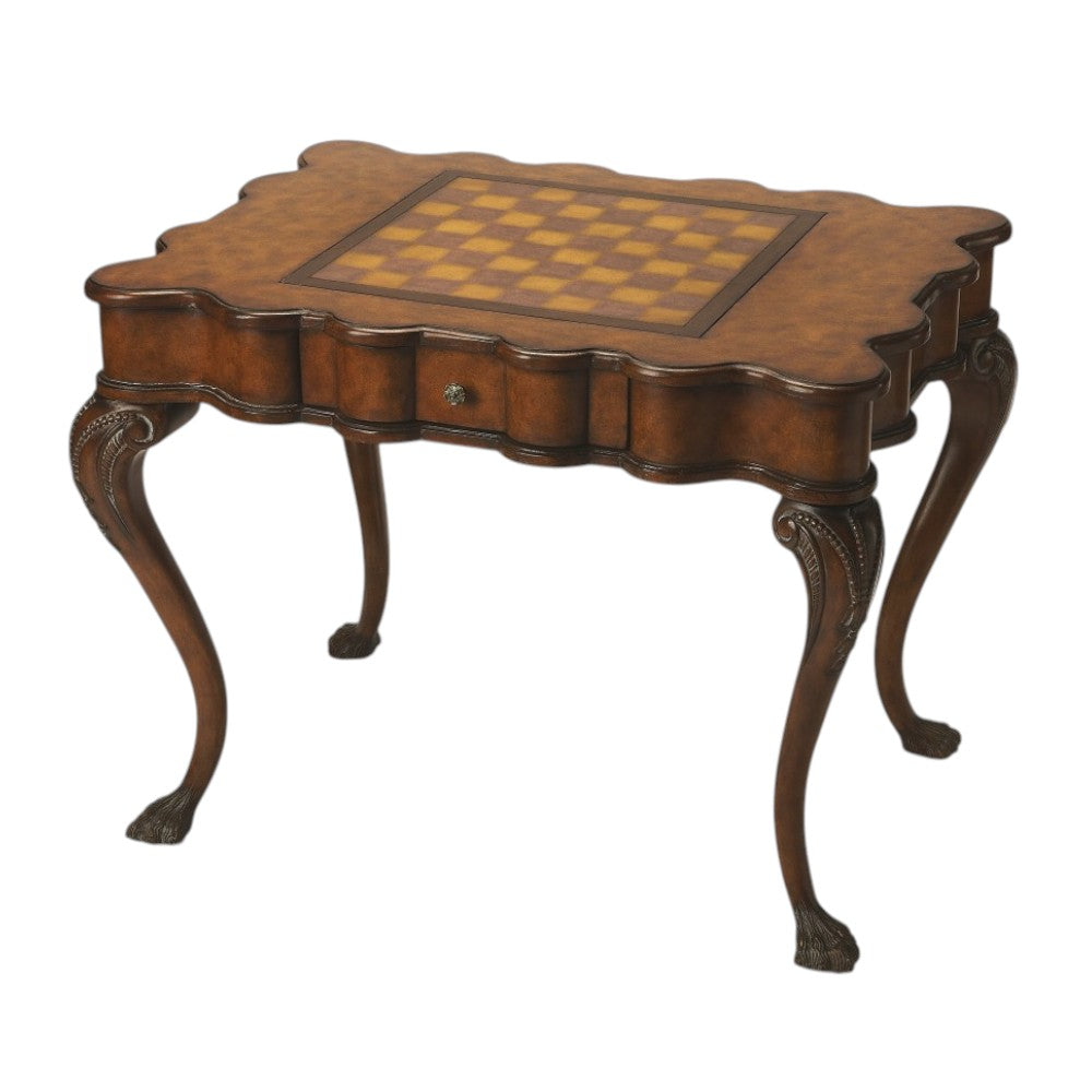 39" Brown Wood Coffee Table With Drawer-Coffee Tables-DECOROLALA