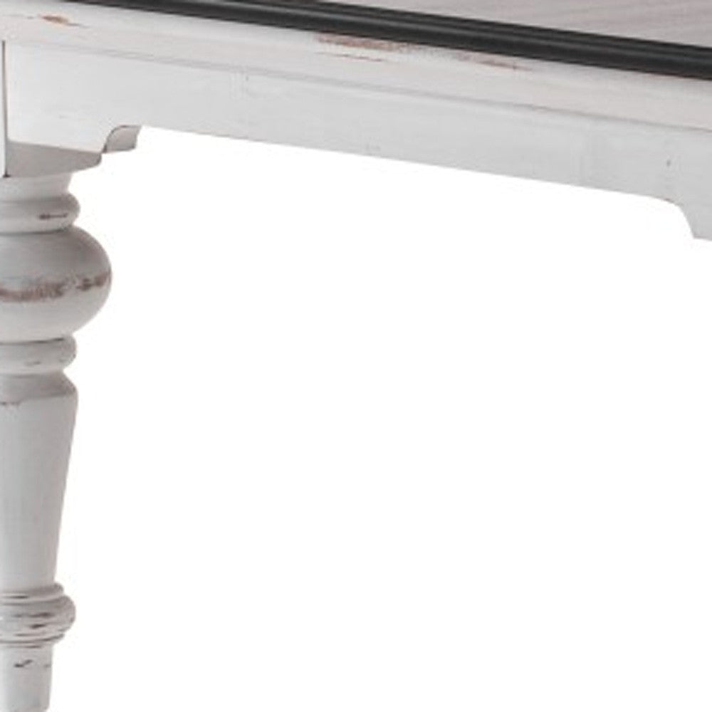 39" Brown and White Wood Square Distressed Coffee Table-Coffee Tables-DECOROLALA