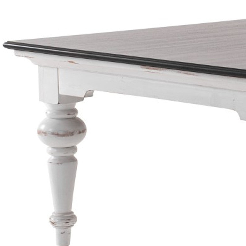 39" Brown and White Wood Square Distressed Coffee Table-Coffee Tables-DECOROLALA