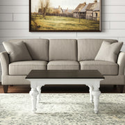 39" Brown and White Wood Square Distressed Coffee Table-Coffee Tables-DECOROLALA