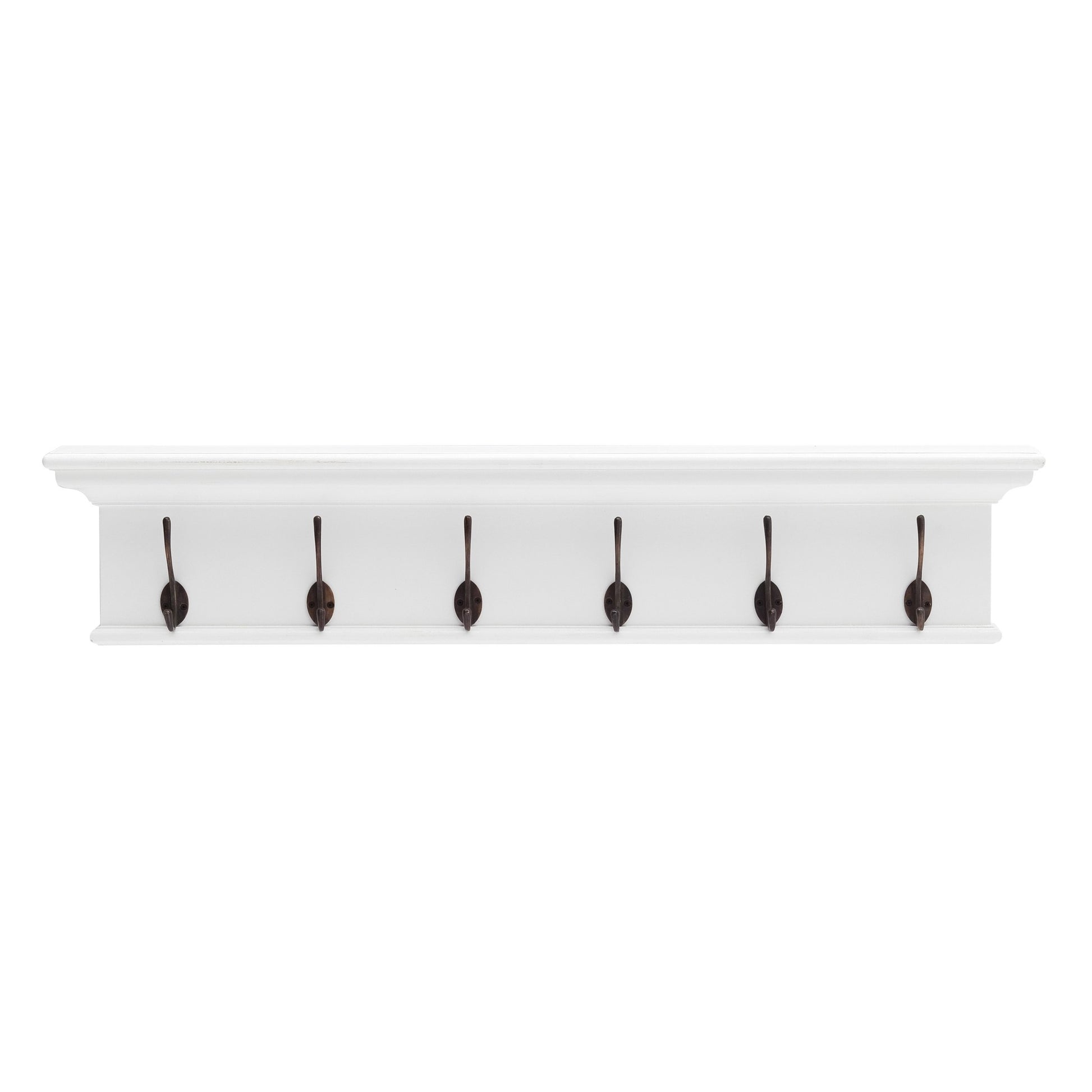 39" Classic White Wood Six Hook Hanging Coat Rack-Coat Hangers-DECOROLALA