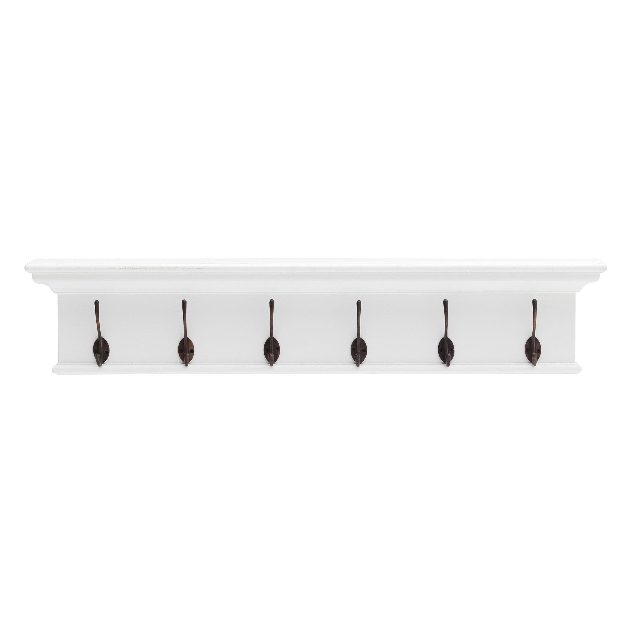 39" Classic White Wood Six Hook Hanging Coat Rack-Coat Hangers-DECOROLALA