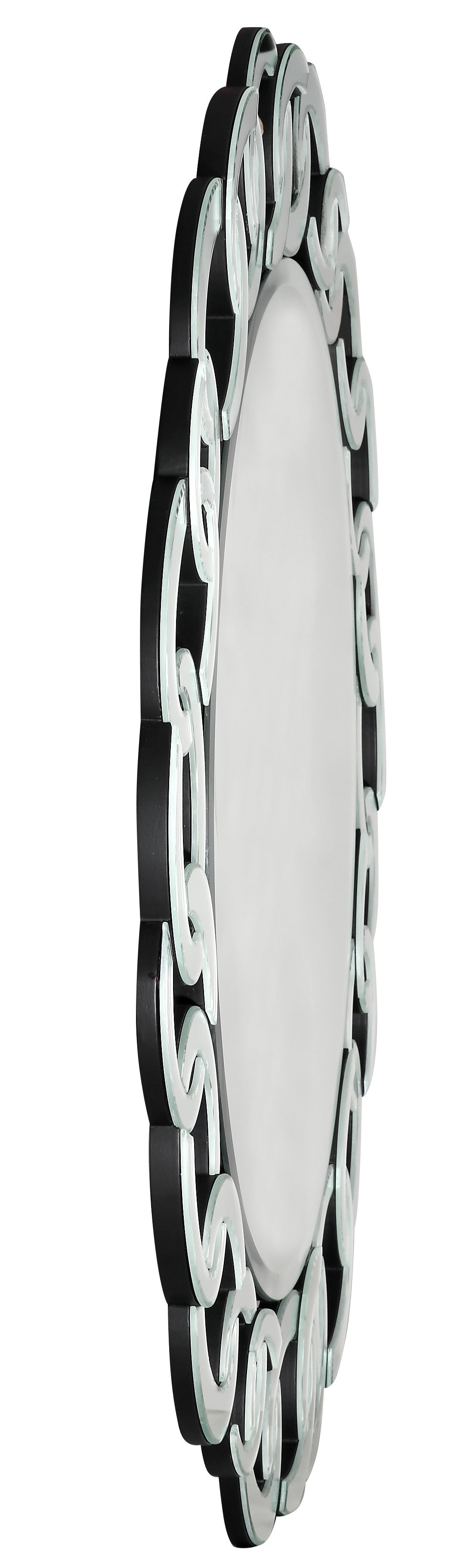 39" Clear Round Glass Framed Accent Mirror-Mirrors-DECOROLALA