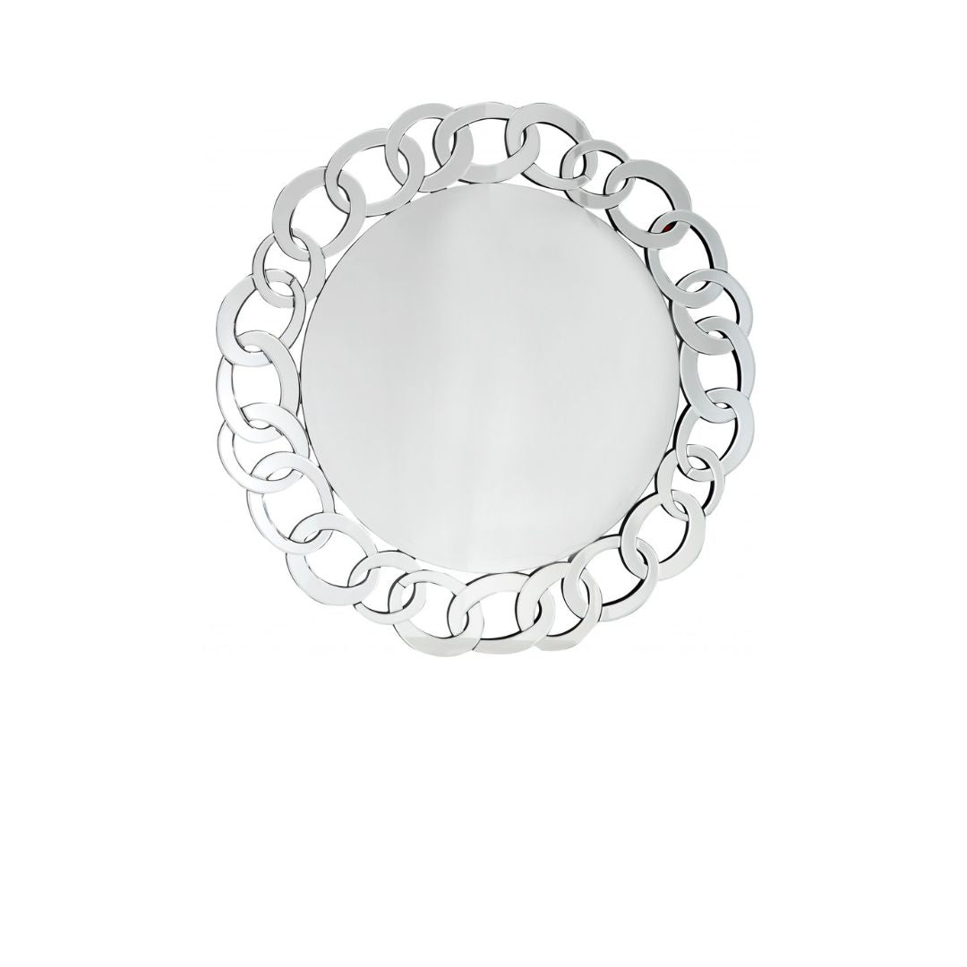 39" Clear Round Glass Framed Accent Mirror-Mirrors-DECOROLALA