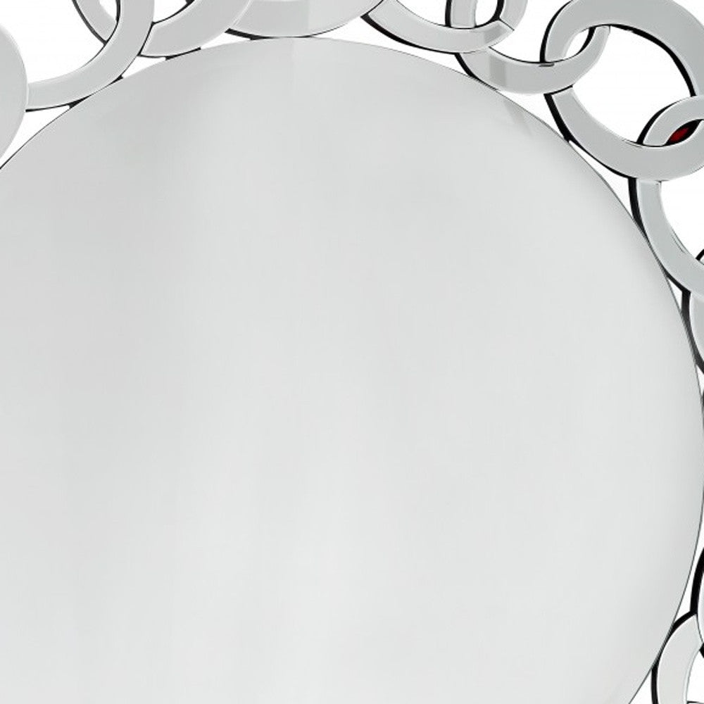 39" Clear Round Glass Framed Accent Mirror-Mirrors-DECOROLALA