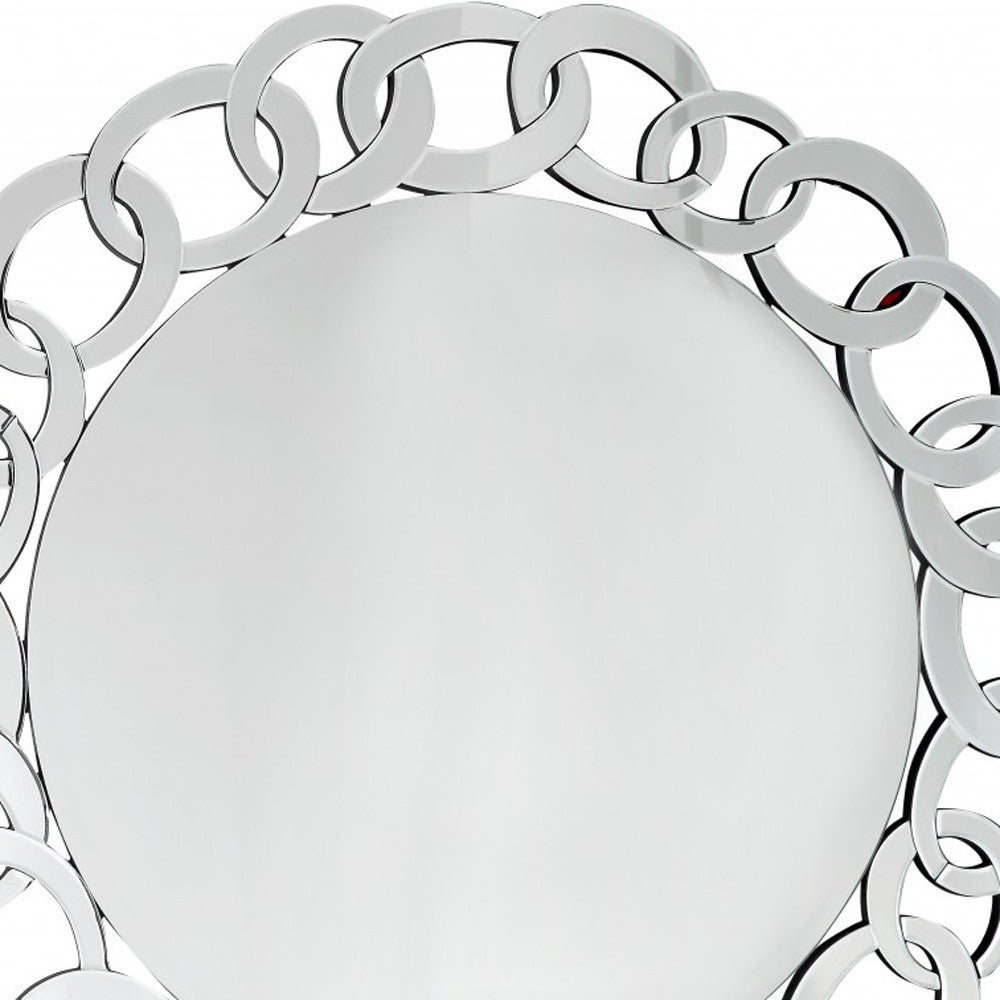 39" Clear Round Glass Framed Accent Mirror-Mirrors-DECOROLALA