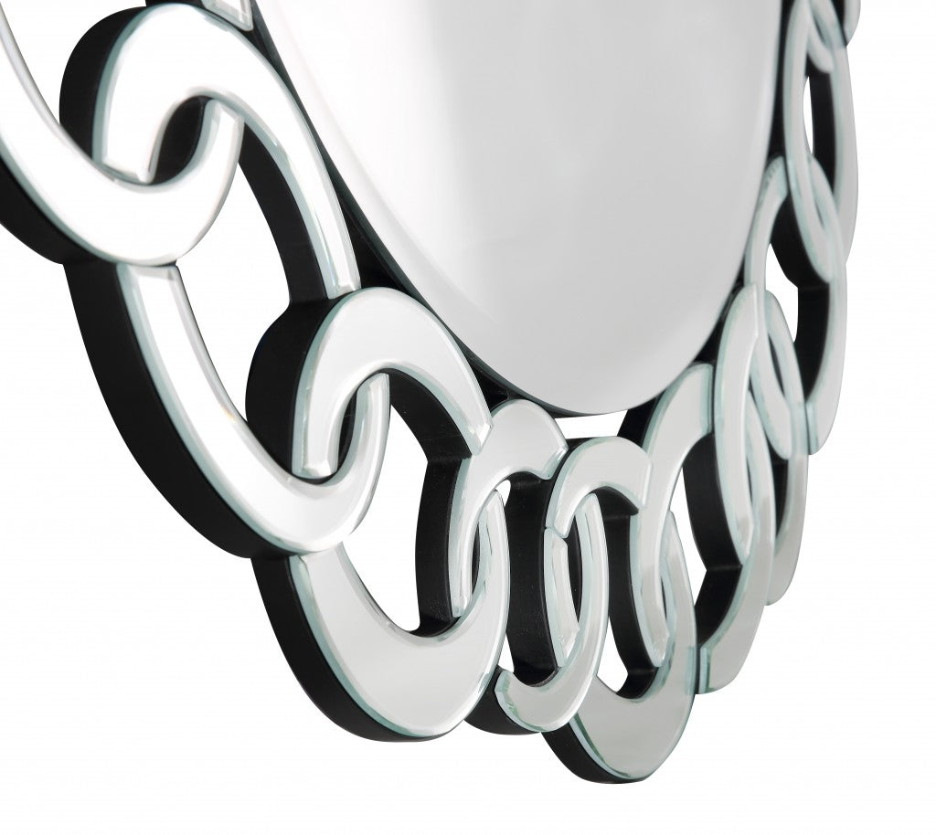 39" Clear Round Glass Framed Accent Mirror-Mirrors-DECOROLALA