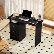 39" Computer Desk with 3 Drawers and Shelf - Black-Office Products > Office Furniture > Office Desks & Work Stations > Computer Desks-DECOROLALA