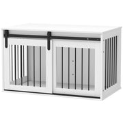 39" Dog Crate Furniture End Table - White White-DECOROLALA