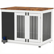 39" Dog Crate Furniture Side Table - White 3-Door Large-DECOROLALA