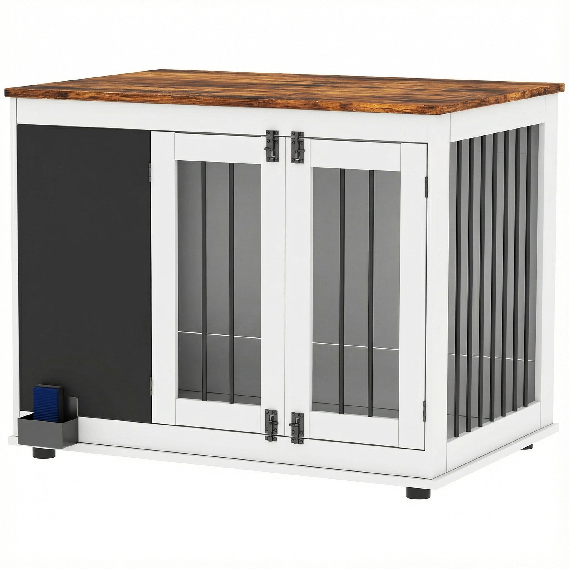 39" Dog Crate Furniture Side Table - White 3-Door Large-DECOROLALA