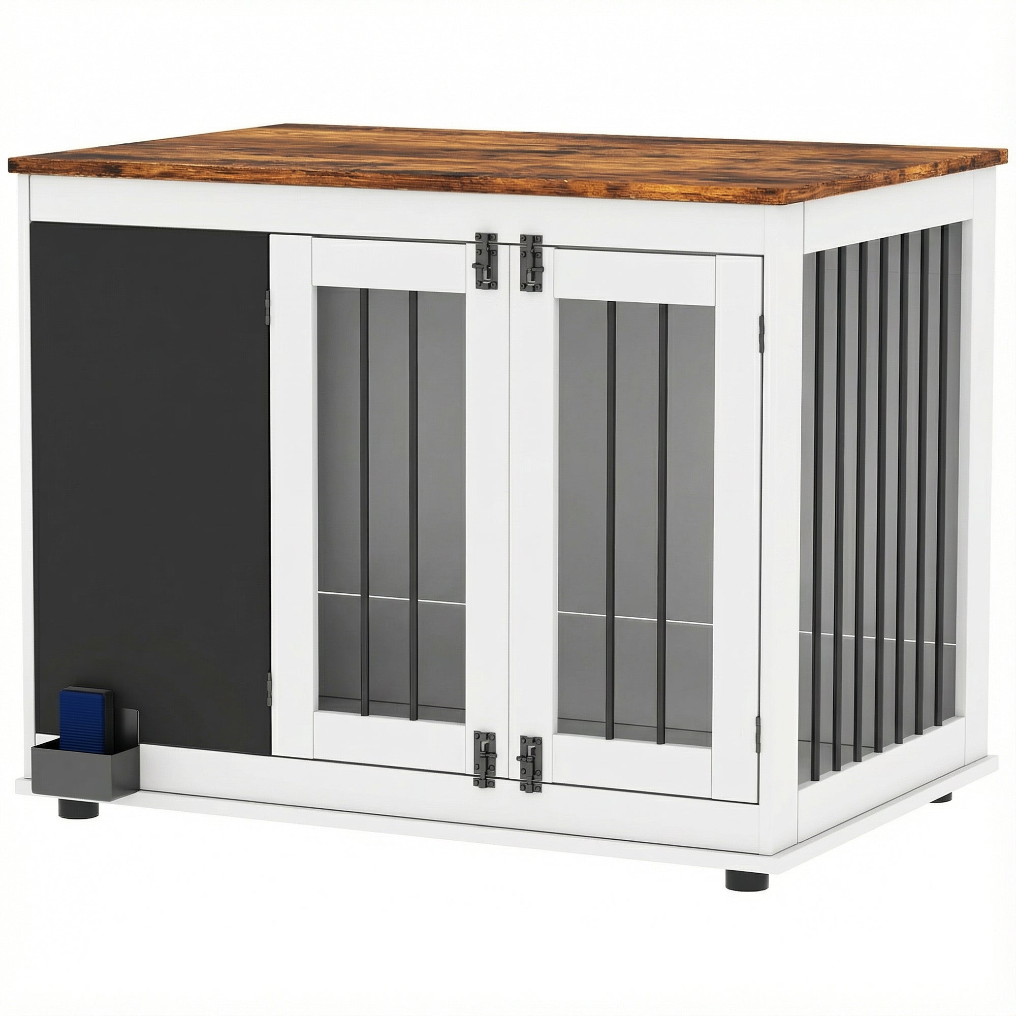 39" Dog Crate Furniture Side Table - White 3-Door Large-DECOROLALA