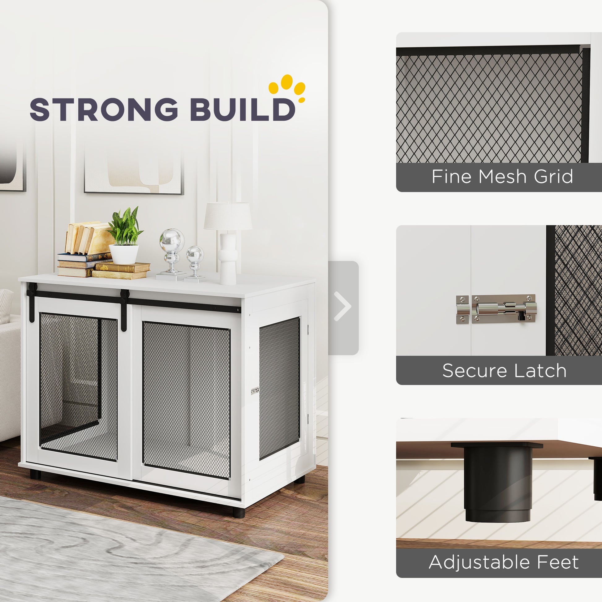 39" Dog Crate Furniture with Barn Door - White-DECOROLALA