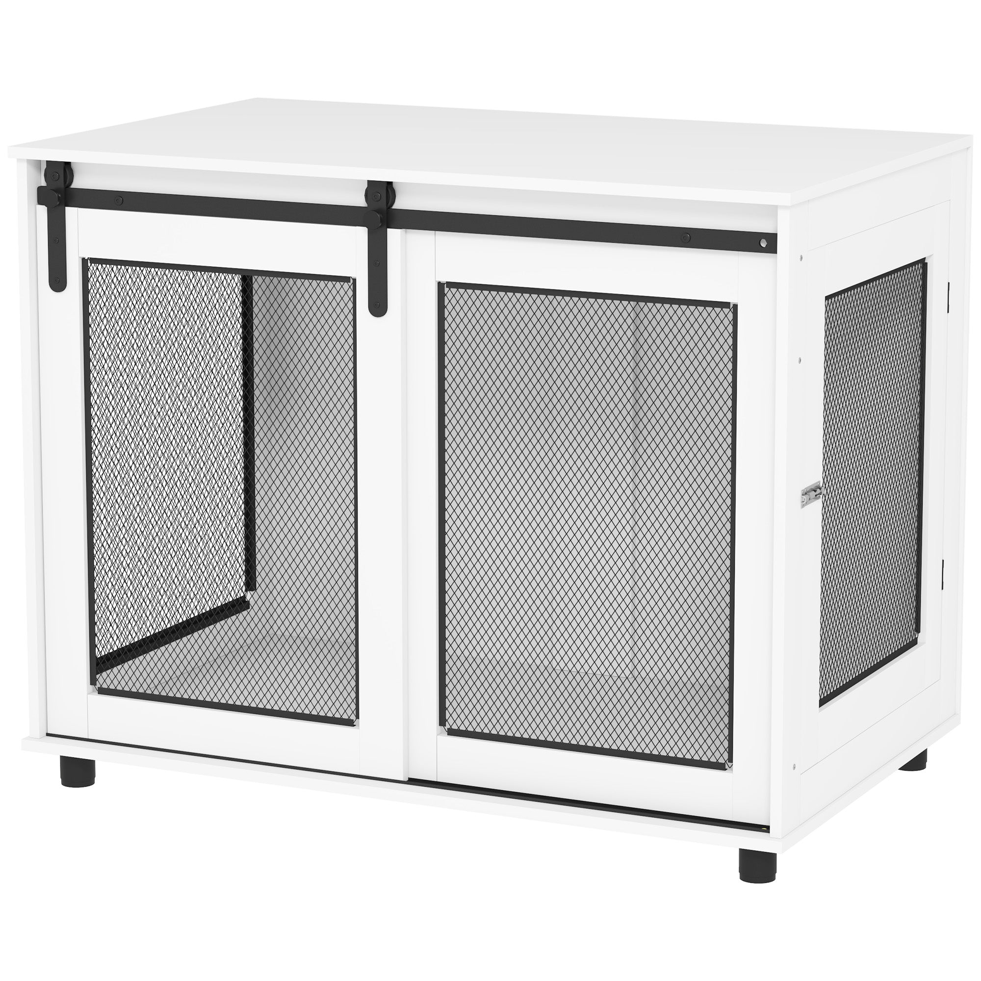 39" Dog Crate Furniture with Barn Door - White-DECOROLALA
