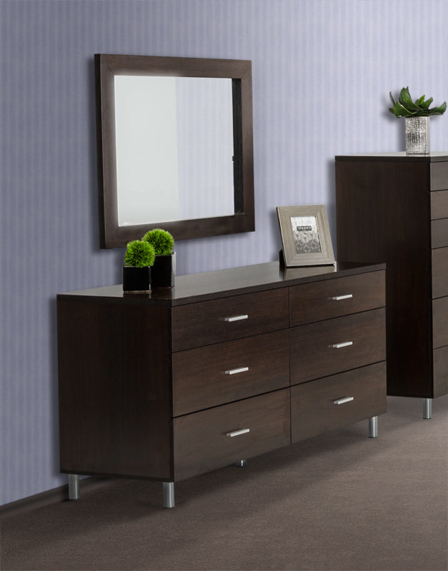 39" Ebony Square Wood Framed Dresser Mirror-Mirrors-DECOROLALA