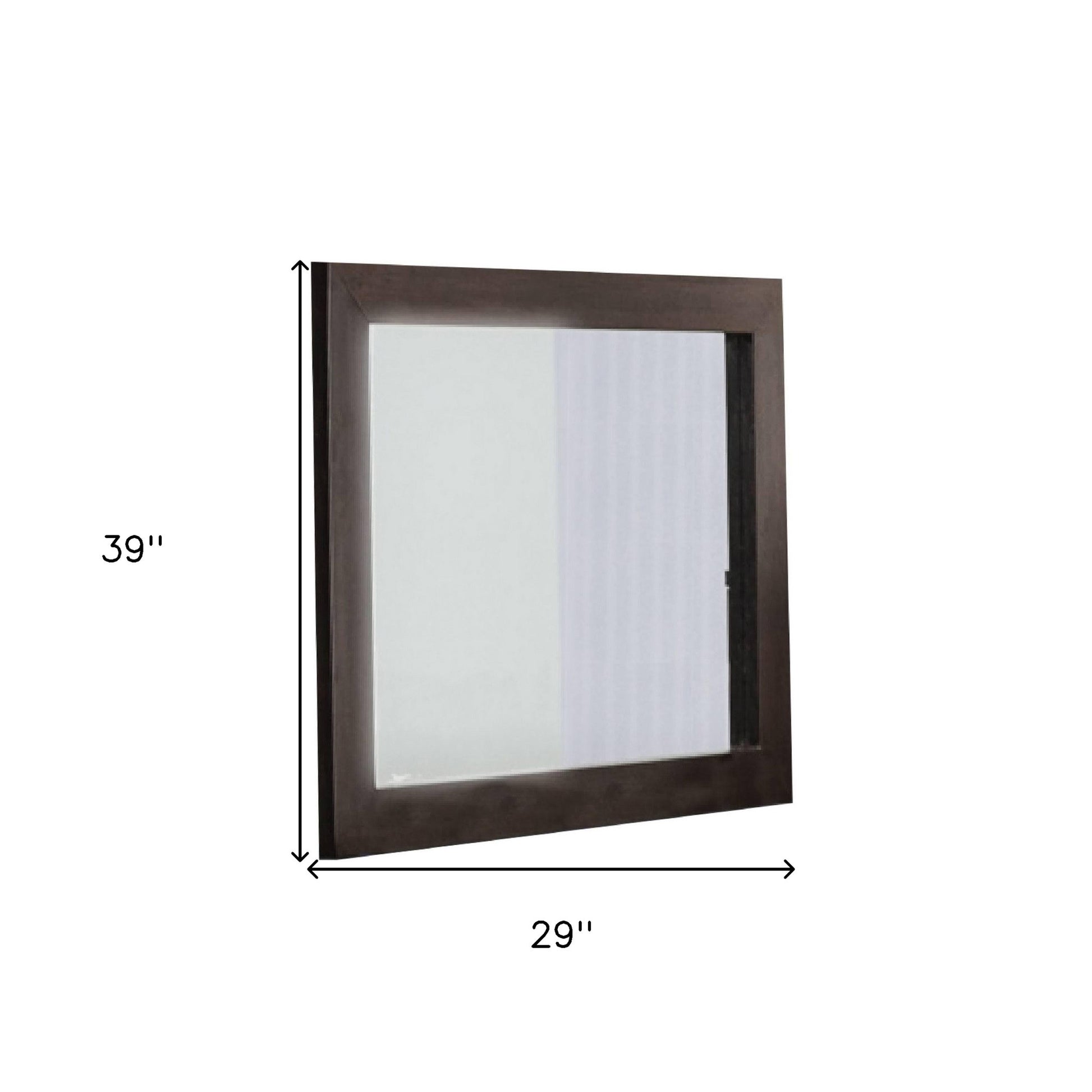39" Ebony Square Wood Framed Dresser Mirror-Mirrors-DECOROLALA